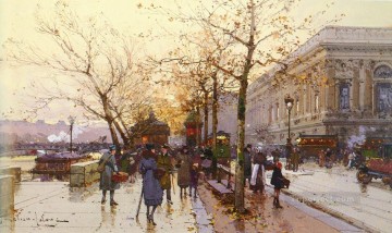LES QUAIS DE PARIS Impresionismo gouache parisino Eugene Galien Laloue Pinturas al óleo
